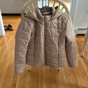 Taupe Hooded Puffer Jacket